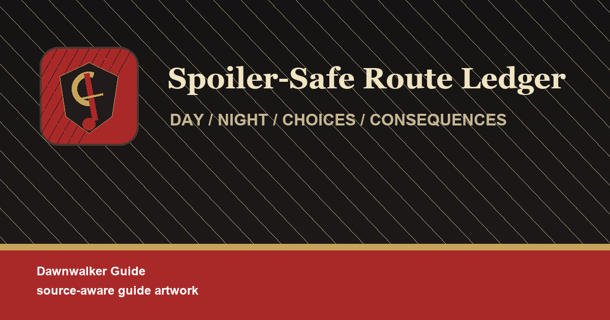 Generated Dawnwalker spoiler-safe route ledger artwork.